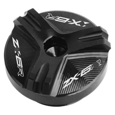 Imagem de Tampa do reservatório de fluido de freio dianteiro traseiro e tampa de enchimento de óleo do motor compatível com ZX6R ZX-6R ZX636 (um parafuso de motor preto)