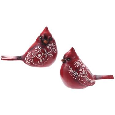Imagem de The Bridge Collection Resin Etched Cardinal Figurine Set - Heart & Snowflake Winter Bird Christmas Figures - Animal Holiday Decor