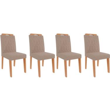 Imagem de Cadeira Sala de Jantar Paola Kit 4 Un Madeirado/ Linho Bege - Cimol