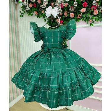 Imagem de Vestido Infantil Verde Natalino para Festas e Celebrações - no-brand, 
