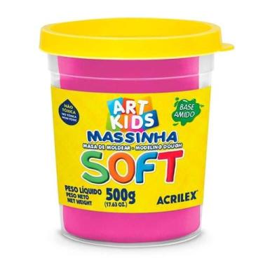 Imagem de Massinha De Modelar Soft Acrilex Pote 500g Rosa Maravilha Ref. 107