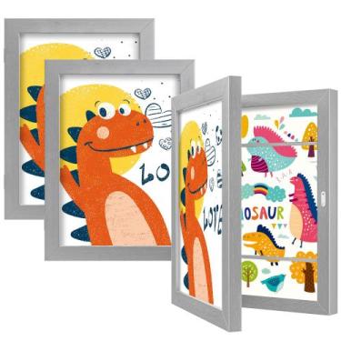 Imagem de Porta-retratos BAIJIALI Grey Art para crianças com armazenamento - 3 p