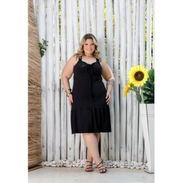 Imagem de Vestido Curto Plus Size Soltinho Decote Coração - luh may, Preto, G1