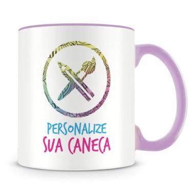 Imagem de Caneca Personalizada Lilás com Alça e Interior Personalizável - Amo Ca