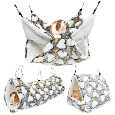 Imagem de PINVNBY Pacote com 3 conjuntos de rede para ratos, esconderijo macio, para cama de hamster, túnel de hamster, acessórios para gaiola de animais pequenos, brinquedo para porquinho-da-índia chinchila