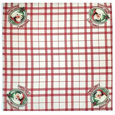 Imagem de Kit 4 Guardanapos de Tecido Xadrez Papai Noel Bege Vermelho 40cmx40cm