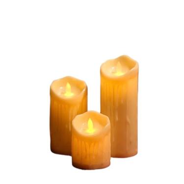 Imagem de Kit 3 Luminária Vela De Led Cilíndrica Luz Eletrônica Chama Realista Decorativa Para Festa Natal(5.5cm+7.5cm+12cm)