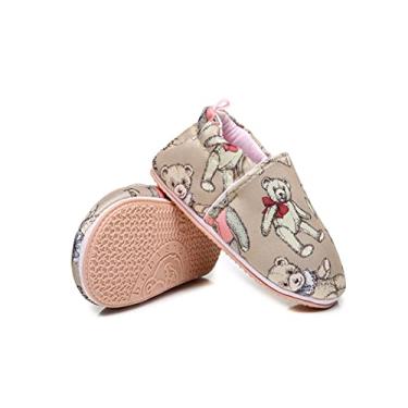 Imagem de COSANKIM Mocassins infantis para bebês meninos meninas sola macia antiderrapante primeiro andador Cirb House Shoes, Urso 01, 9-12 Months