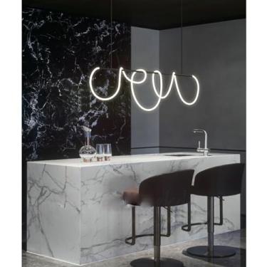 Imagem de Lustres de LED Luzes de teto Sala de estar Sala de jantar Luz pendente Regulável com controle remoto Lâmpada suspensa Espiral DIY Lustre para ilha de cozinha Mesa de escritório Sala de estar