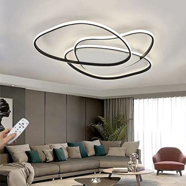 Imagem de Luminária de teto LED moderna para sala de estar, preta, regulável, com controle remoto, para quarto, iluminação de teto LED para sala de estar, quarto, cozinha, sala de jantar, escritório (
