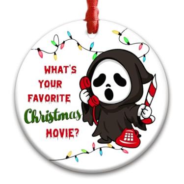 Imagem de CHOANG Enfeites de Natal de terror engraçados – Decoração de árvore de Natal hilária para fãs de filmes de terror, presentes de elefante branco, decoração de Natal assustadora para amigos – Ornamentos