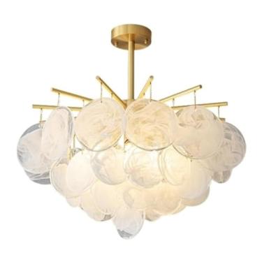 Imagem de Lustre pendente luz lustre moderno lâmpada de cristal lâmpada de teto luz suspensa simples para lâmpada de quarto lustres de sala de estar luzes de teto (ouro, 60 cm)