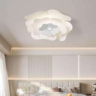 Imagem de Luminária de teto LED para quarto com design de pétalas e controle remoto 3000K-6500K, luz de teto regulável para quarto infantil, moderna, pétala, metal, sala de estar, escritório, restaura