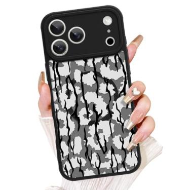 Imagem de AIGOMARA Capa magnética projetada para iPhone 17 Pro [compatível com MagSafe] Capa de telefone fofa com estampa de camuflagem para mulheres Gilrs Soft TPU e PC Capa protetora traseira fina preta