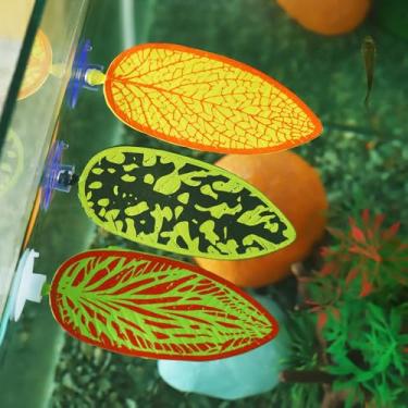 Imagem de HIERYAN Folhas artificiais de plantas de aquário, conjunto de 3 enfeites decorativos de folhas,