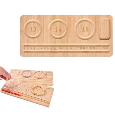 Imagem de HOIRIX Tábua de contas de bambu para fazer pulseiras de joias, bandeja de contas, suprimentos DIY para miçangas e ferramentas de joias (Art Deco, 14/13/15)