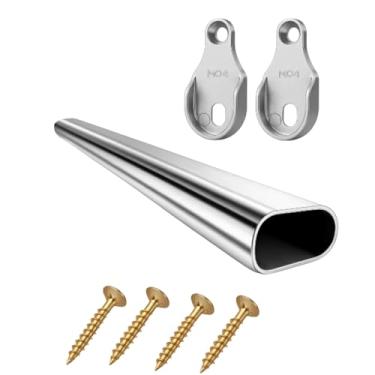 Imagem de Tubo Cabideiro Oval Aço Cromado para Arara Guarda Roupa Closet
