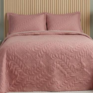 Imagem de Colcha Cobre Leito 3 Peças Casal Padrão Matelado Fronha Com Aba Americ