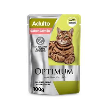 Imagem de Ração Úmida Optimum Sachê para Gatos Adultos Sabor Salmão 85g