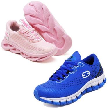 Imagem de Tênis Infantil Feminino Esportivo Modelos Diferentes - Kit 2 Pares Ros