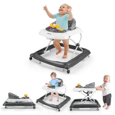 Imagem de Baby Walker. 5 em 1 Atividade infantil Walker com rodas. Música. Almofada removível. Pusher dobrável de criança para