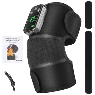 Imagem de Massageador de Joelho Sem Fio com Terapia de Calor e Vibração, Almofada Térmica Ajustável para Alívio de Dores e Recuperação Muscular
