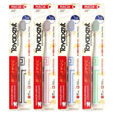 Imagem de TOYADENT PRIME Escova de Dente Adulto Extra Macias, Design Colorido, Limpeza Profunda, Para Gengivas Sensíveis, Portátil, Livre de BPA (Preto+Rosa+Azul+Verde(4 unidades))