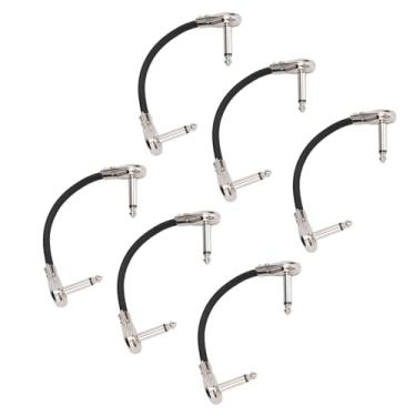 Imagem de Mingzhe Cabão de Guitarra Flexível 6 PCs Conector de Som de 1/4 de Polegada ângulo Reto para o Teclado do Amplificador de Microfone (Cabeça plana prateada)