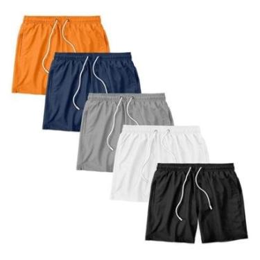 Imagem de Kit 5 Shorts Bermuda Masculino Tactel Liso Praia Academia-Masculino