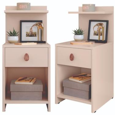 Imagem de Kit 2 Mesa de Cabeceira com Gaveta e Prateleira Criado Boss Canto Cama Quarto(BRANCO)