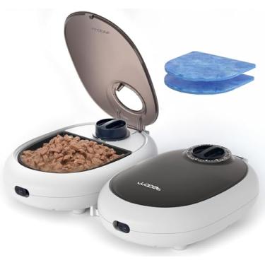 Imagem de WOPET Alimentador automático para gatos – Dispensador programável de ração para animais de estimação 48H com bolsa de gelo para frescor, iogurte e refeições enlatadas – ideal para gatos, gatinhos e