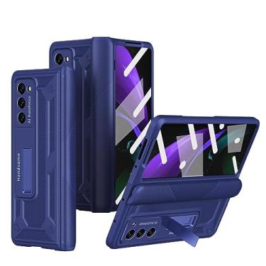 Imagem de Capa de filme de vidro frontal de corpo inteiro para Samsung Galaxy Z Fold 3 4 5G Fold5 Fold4 Fold3 Fold 2 5 Fold2 Zfold3 Capa de acessórios de telefone, azul, para samsung Z Fold 4
