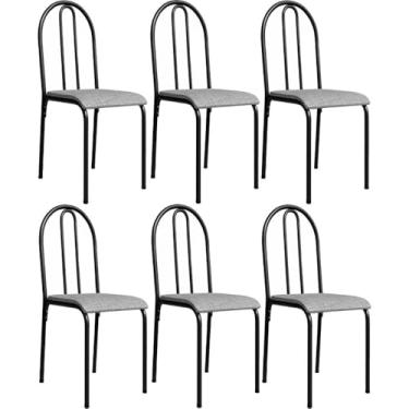 Imagem de Kit 6 Cadeiras 544 Sala Jantar Cozinha Pés Aço Tubular Cinza/preto
