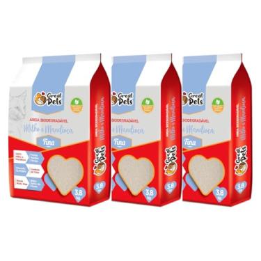 Imagem de Areia Higiênica Milho e Mandioca Biodegradável Para Gatos Great Pets 3,8KG - 3Unidades