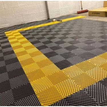 Imagem de Piso Modular Antiderrapante para Lava Rápido, 33x33 cm, kit com 10 peças preto, Encaixável