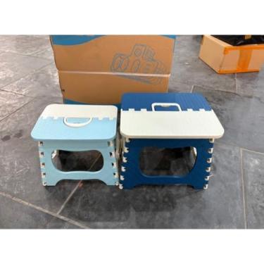 Imagem de Banco Dobrável de Plástico 100kg - Banqueta Portátil para Praia, Piquenique, Eventos e Uso Doméstico, 2 Tamanhos(AZUL escuro,Adulto)