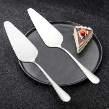 Imagem de 2 unidades de servidores de pizza de aço inoxidável, espátula triangular para bolo, sobremesa, torta, torta e pizza
