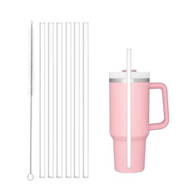 Imagem de Canudo de substituição de 6 peças para copo Stanley de 850 g 1,134 g, canudos reutilizáveis de 30 cm com escova de limpeza, canudo de 9,5 mm para suco de smoothies de chá