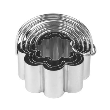 Imagem de Cortador de biscoito - 5 peças anel de mousse molde de biscoito de aço inoxidável, alça de cozimento faça você mesmo molde de bolo e molde de gravação Wonton (conjunto de 5 peças de flores)