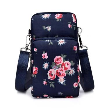 Imagem de Bolsa transversal para celular feminina, bolsa de ombro pequena com vários bolsos, mini carteira para celular, bolsa de compras, Floral-R, Moderno