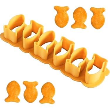 Imagem de Conjunto de mini cortadores de biscoito de peixe dourado, 6 peixes, ferramenta de corte de biscoito em forma de peixe dourado para utensílios de cozinha de chocolate e açúcar (amarelo)