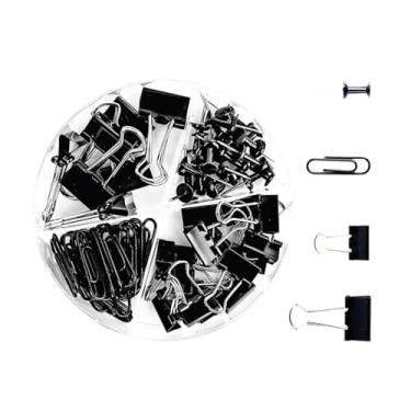 Imagem de Kit Office VMP Pote com 72 peças na cor Preta – Clips, Prendedores, Alfinetes – Acessórios de Papelaria para Estudos e Organização