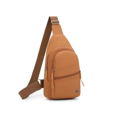 Imagem de Bolsa tiracolo pequena para mulheres e homens, mochila tiracolo de peito para viagens ao ar livre e caminhadas, Marrom, Simplicidade