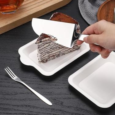 Imagem de Conjunto de facas e talheres de bolo de aniversário de aço inoxidável, garfo, colher e prato (5 pessoas), prata