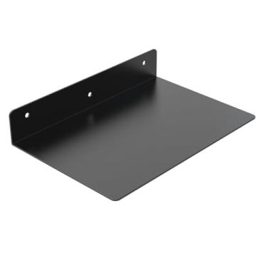 Imagem de Prateleiras flutuantes de metal para parede, banheiro, cozinha, sala de estar, quarto, pequena estante de livros, armazém, garagem, prateleira de borda, preta, 30 x 20 cm