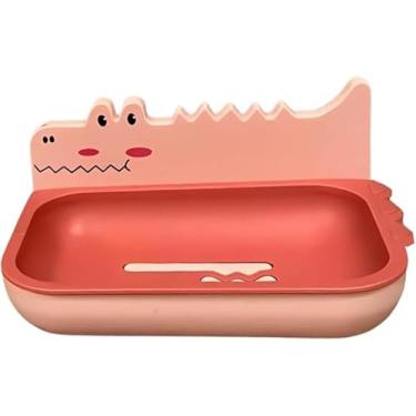 Imagem de Saboneteira Porta Sabonete Jacaré com Drenagem - Adesivo Parede Sem Furos, Mantém Sabonete Seco em Banheiro (Rosa)