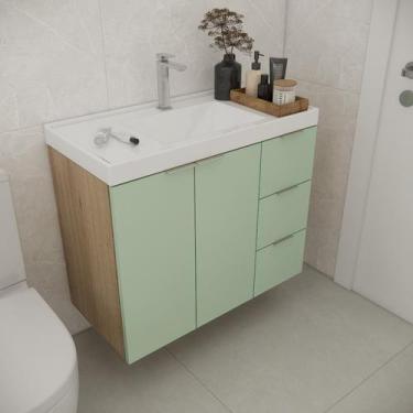 Imagem de Gabinete de Banheiro com Cuba 79,6cm Gaveta Direita Vittare - Estilare