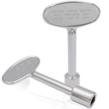 Imagem de Kyuionty Chave de válvula de gás universal de 2 peças de 7,6 cm, serve para hastes de válvula de gás de 1/10.2 cm e 5/40.6 cm cromado polido, chave de substituição para fogueiras a gás e lareiras