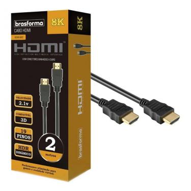 Imagem de Cabo Hdmi 2M 8K 2.1 Hdr Dinamico 2 Metros 19P Super Ultra Hd