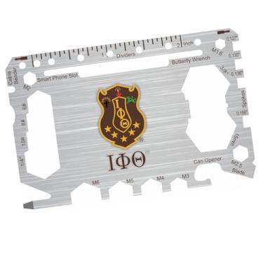 Imagem de Cartão multiferramentas de bolso Iota Phi Theta Fraternity 46 em 1 com régua em polegadas – Ferramenta de carteira EDC de sobrevivência com chaves de fenda, chaves, abridor de garrafa e lata, cortador